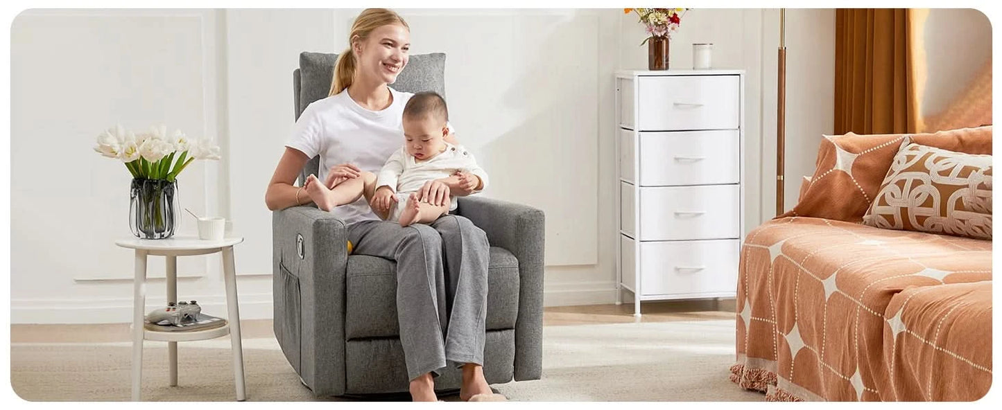 JHK Rotating Living Room Sofa Recliner With Oversized Foot Swivel Rocking Rocker Recliner Glider Nursery Sofas for BedRoom