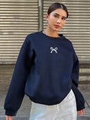 Casual Women's Sweatshirts Kawaii Bow Graphic Prints Pullover Comfortable Warm Oversize Hoodie Autumn Fleece Soft Female Clothes
