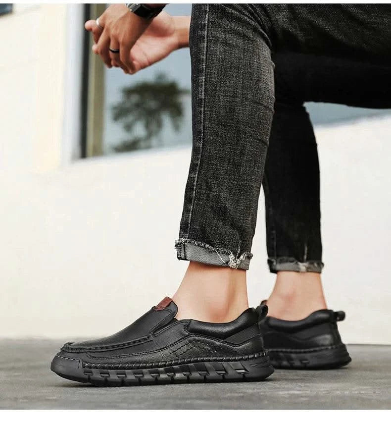 2024 Retro Loafer Genuine Split Leather Classic Shoes Sewing Comfortable Men Casual Slip-on Club Party Shoe Spring Summer - M & M Global