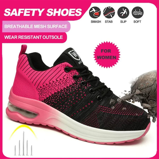 Two layer cowhide men's anti-smash anti-puncture high top work safety shoes