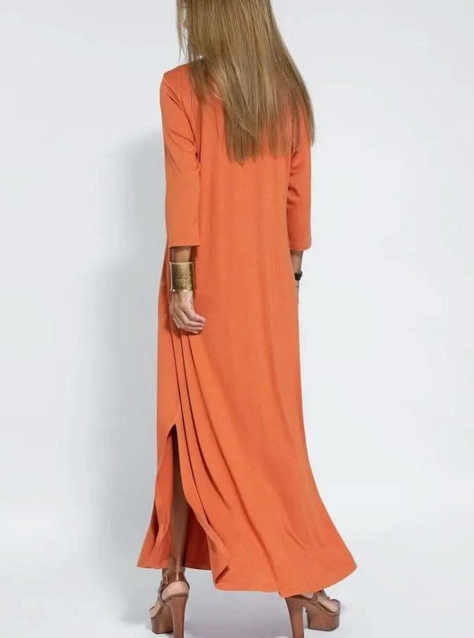 2025 Spring Women Long Dress Black V-neck Long Sleeve Loose Dresses Female Spring New Casual Fashion Loose Clothing Ladies - M & M Global