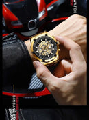 BINBOND Mens Quartz Watches Top Brand Luxury Stainless Steel Waterproof Hollow Out Blue Big Male Wristwatches Relogio Masculino - M & M Global