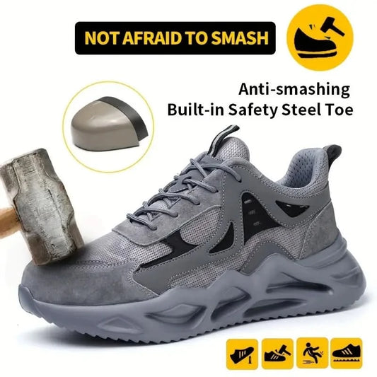 Men's Comfortable Soft-Soled Smash and Puncture Resistant Work Shoes