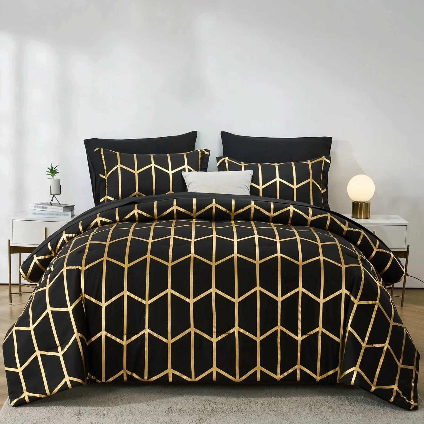 Black and gold geometric patterned bedding set on a bed in a bedroom.Comfora Cozy Bedding Set
sage green bedding
white bedding set
comforter set queen
floral duvet cover
Comfora Cozy Bedding Set
plush comforter set cozy pack
ultra-soft all-season comforter and shams
luxury cozy bedding set online
warm textured comforter set King/Queen

Green Plant Bedding


Botanical Quilt Set


Nature Print Bedding


5 Piece Bedding Set

7 Piece Bedding Set
