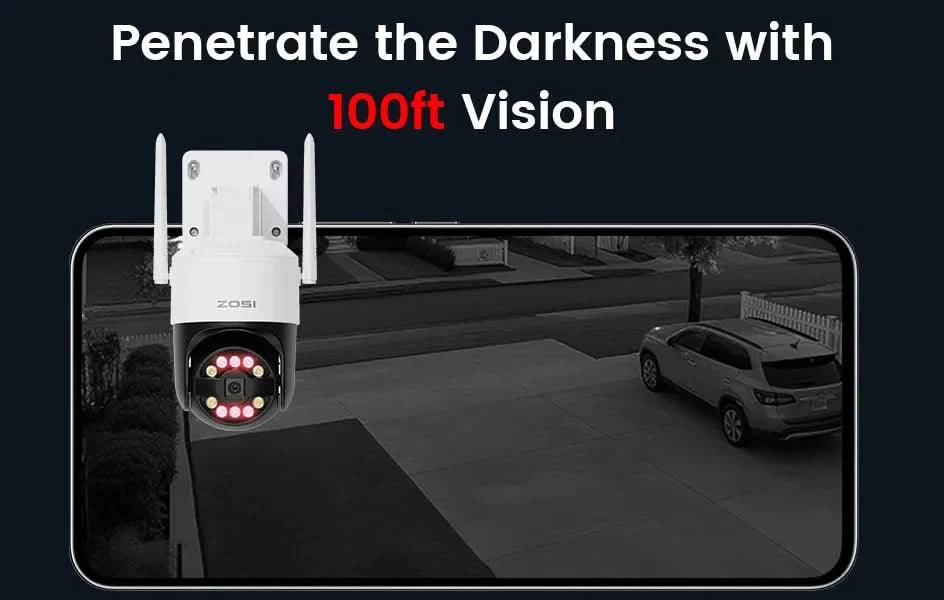 ZOSI C296 5MP/8MP PTZ WiFi Camera Person Vehicle Package Detect Wireless CCTV Video Surveillance Camera Home Security Protection