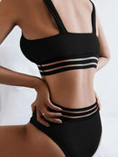 Women's Tank Top Push Up Swimsuit 2 Piece High Waisted Bikini Set for Women Color Block Bikinis Tummy Control Bathing Suit - M & M Global
