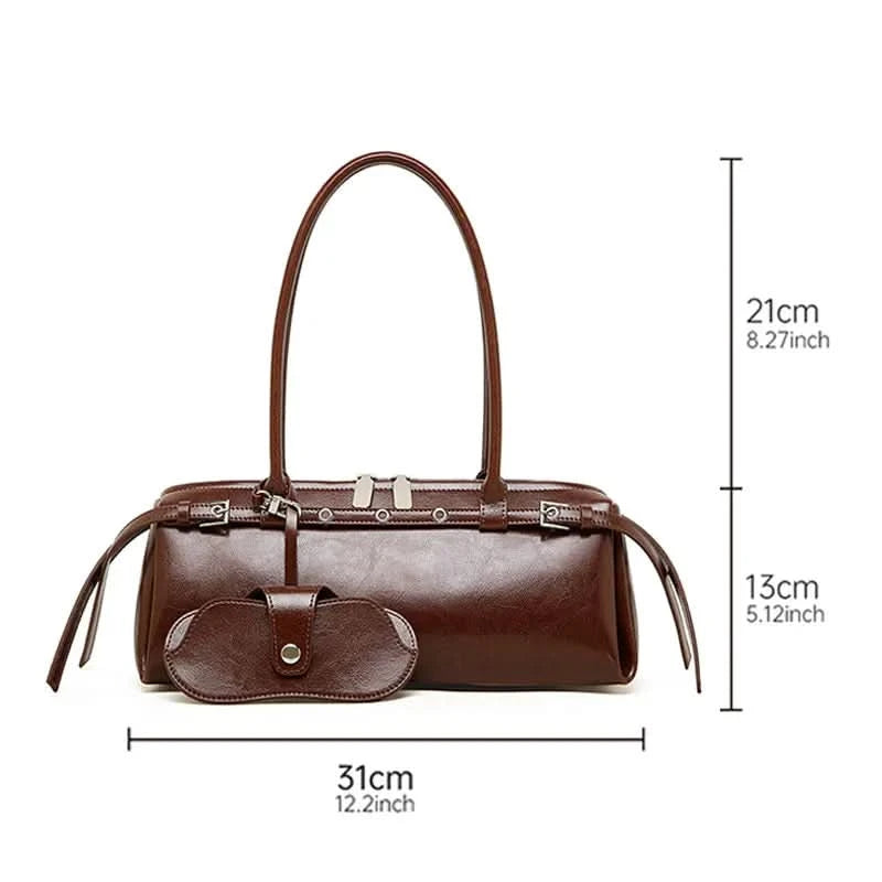 New Women's Rectangle Bag Luxury Designer Shoulder Bags High Quality Cowhide Handbags Fashion Women Baguette Bag 3086 - M & M Global