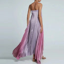Elegant Sleeveless Off Shoulder Gradient Long Dress Women's Fashion Backless Folds Gala Gowns New Female Irregular Evening Dress - M & M Global