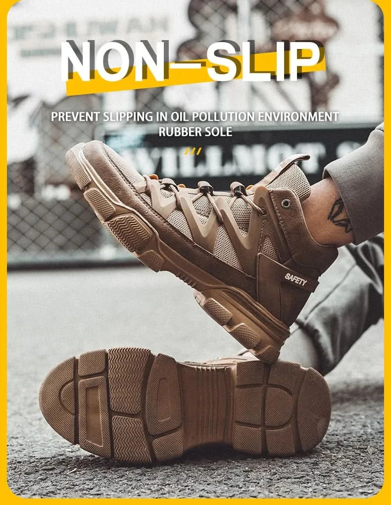 Composite Toe Work Boots Mens Puncture-Proof Midsole Non-Slip Breathable & Comfort Fit for Warehouse Use Anti-smash Work Boots