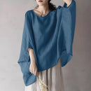 ZANZEA Women Dolman 3/4 Sleeve Blouse 2024 Summer Holiday Irregular Shirt Elegant Solid Simple Tunic Casual Loose O-neck Blusas