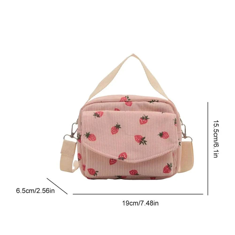 Corduroy Cartoon Shoulder Bag with Adjustable Strap Trendy Crossbody Bag Adorable Shoulder Bag Women Commute Bag - M & M Global
