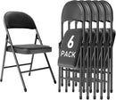 6 Pack Black Folding Chairs with Padded Cushion and Back for Outside Portable Stackable Commercial Foldable Chairs