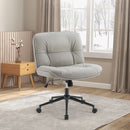 JHK PU Leather Cross Legged Office Chair with Wheels Armless Desk Chair Height Adjustable Swivel Wide Seating for Home Bedroom