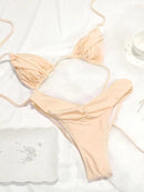 Summer 2025 Bikini Luxury Swimwear Women Biquini Folds Bikini Set Bathing Suit Women Swimsuit High Grade Champagne Bikinis Beach - M & M Global