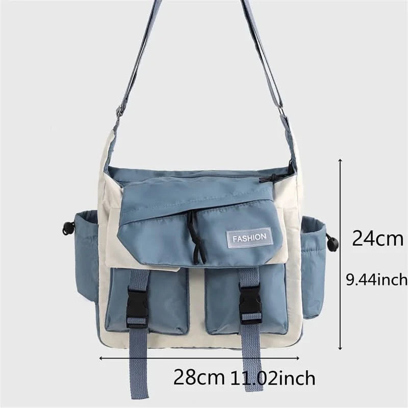 Preppy Casual Nylon Crossbody Bag For Men Women Teen Messenger Bag, Student Commuter Single Shoulder Bag For Travel Daily Use - M & M Global
