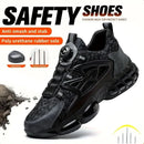 Slack-stab-proof work shoes with elastic buttons and lace-up