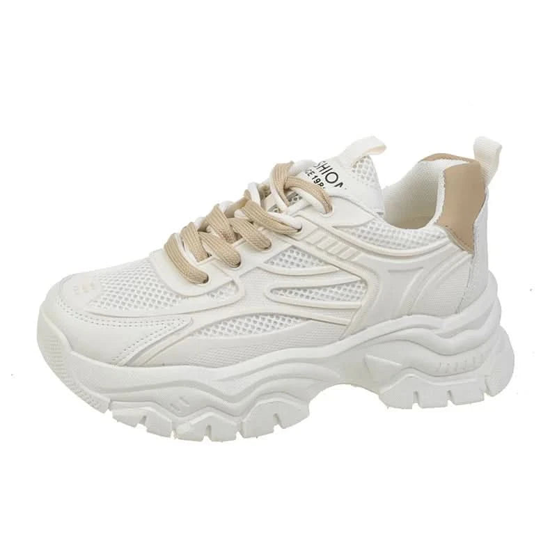 Chunky Fashion Sneakers Comfortable Casual Dad Shoes Lace-Up Walking Shoes Breathable Mesh for Women - M & M Global