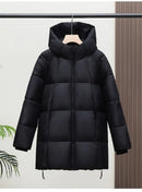 2025 Winter New Down Coat Women Parkas Fashion Long Hooded Outerwear Female Cotton-padded Padded Jacket Loose Ladies Overwear
