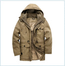 LZLLTT Men Winter Warm Parkas Mens Fleece  Jacket Parkas Men Casual Cotton Outdoor Fur Trench Padded Jackets Coats