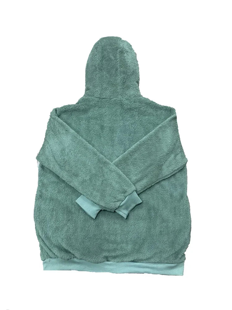 2024 Winter Warm Women Jackets Plush Casual Loose Fleece Plaid Y2K Hooded Zipper Fashion Cashmere Warm Solid Color Ladies Coats