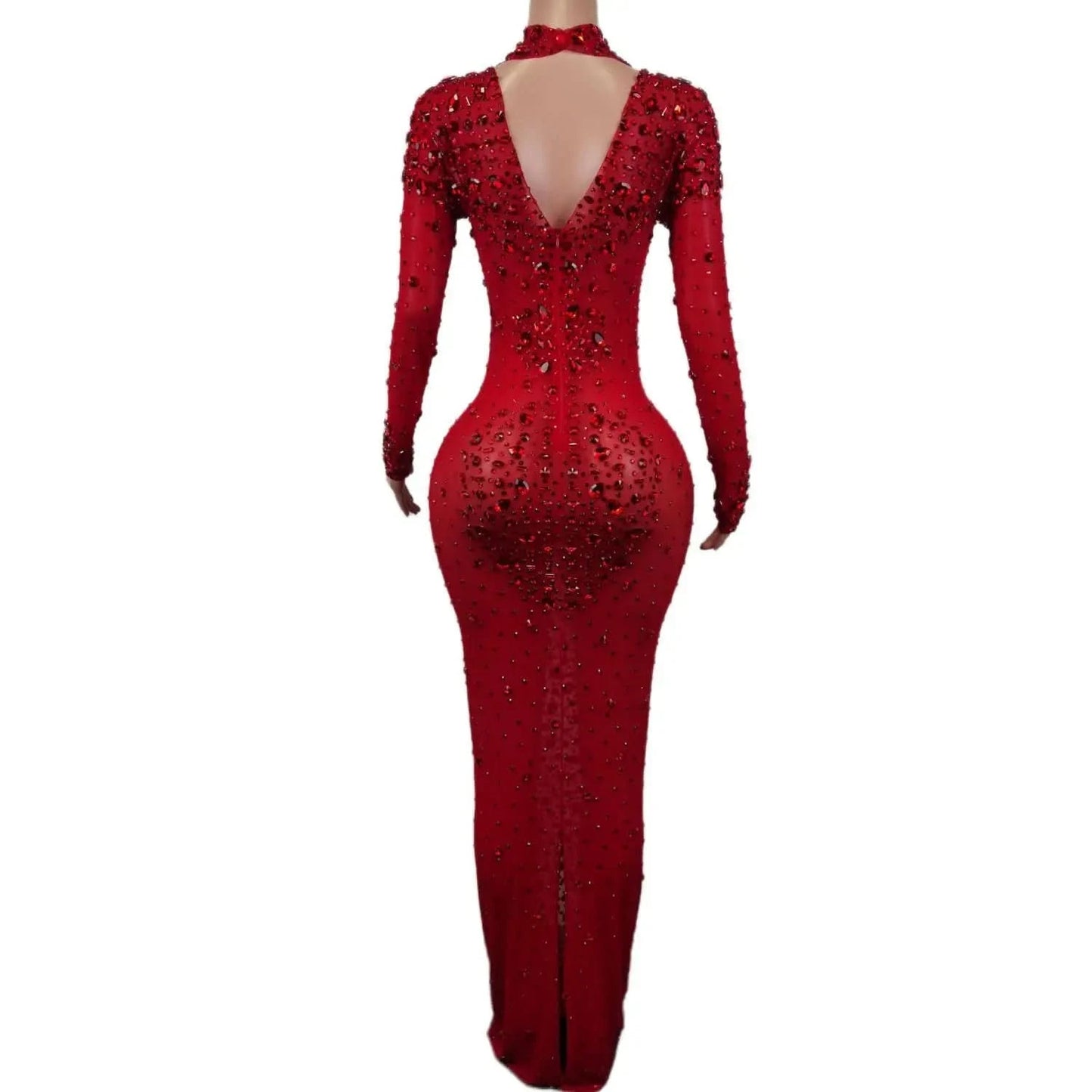Sexy Party Banquet Evening Dresses Women Sparkly Rhinestone Long Dress Nightclub Singer Stage Costume Festival Clothing Cuixing - M & M Global