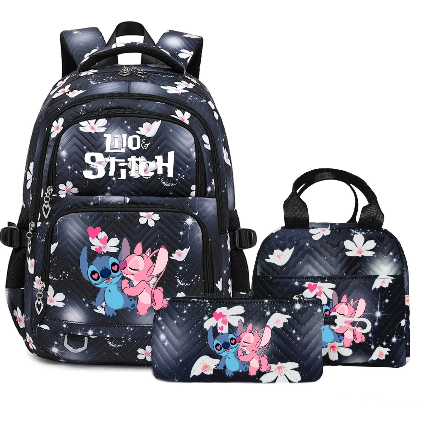 Lilo Stitch Large Capacity Backpack Daypack Lightweight Schoolbag Casual Travel Knapsack for Women Girls Pen Lunch Bags - M & M Global