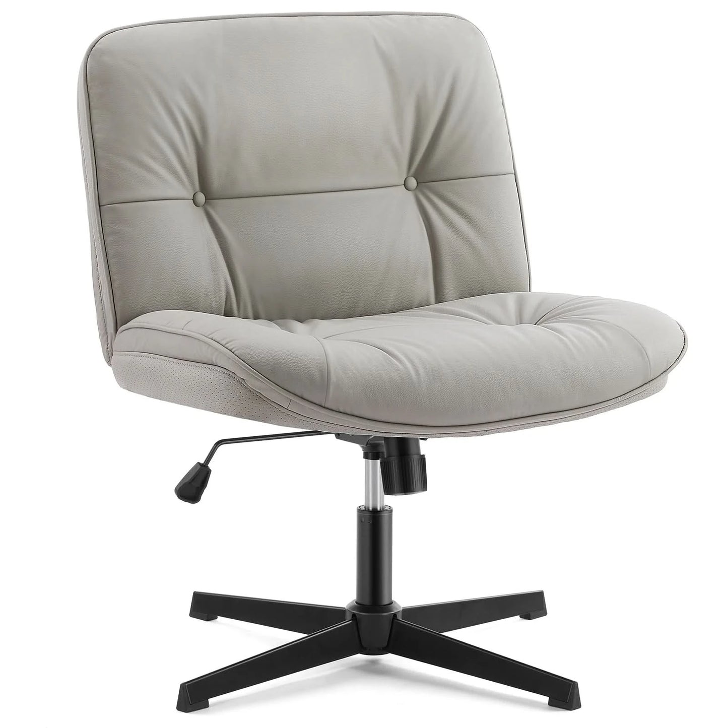 JHK PU Leather Cross Legged Office Chair Armless Desk Chair with Dual-Purpose Base Adjustable Swivel Fabric Task Vanity Home