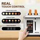 2 Slice Toaster Touch Screen 1.5" Wide Slot, Stainless Steel Smart Bread Toaster for Bagel Muffin Waffle Gluten Free Breads, Tim - M & M Global