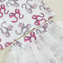 Infant Girls 2-Piece Summer Set with Short Sleeve Bow Print Top and Tulle Skirt - Adorable Baby Clothing for Warm Weather - M & M Global