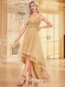 Elegant Women Sleeveless Sequins Floor Length Formal Evening Dresses Luxury V-neck Wedding Party Cocktail Gowns