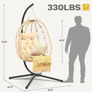 Egg Hanging Swing Chair with Stand Egg Chair Wicker Egg Chair with Cushions 330lbs for Patio, Bedroom, Garden and Balcony