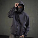 Men and women Balaclava Y2kGothic Harajuku winter new item double hooded sweatshirt men's hooded mask zipper sportswear