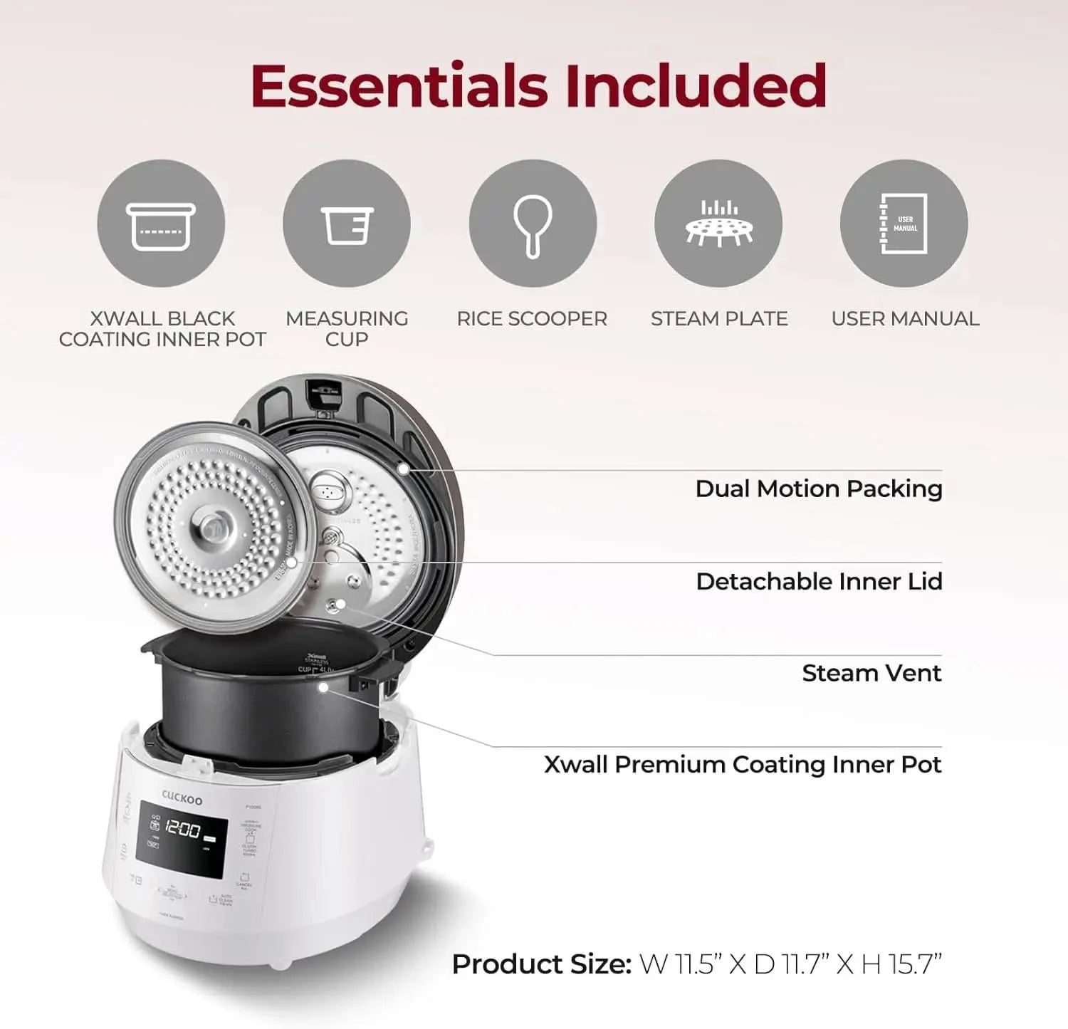 Heating Pressure Cooker & Warmer - 12 built-in programs, Glutinous (white), Mixed, Brown, GABA rice, and more, 10 cups - M & M Global
