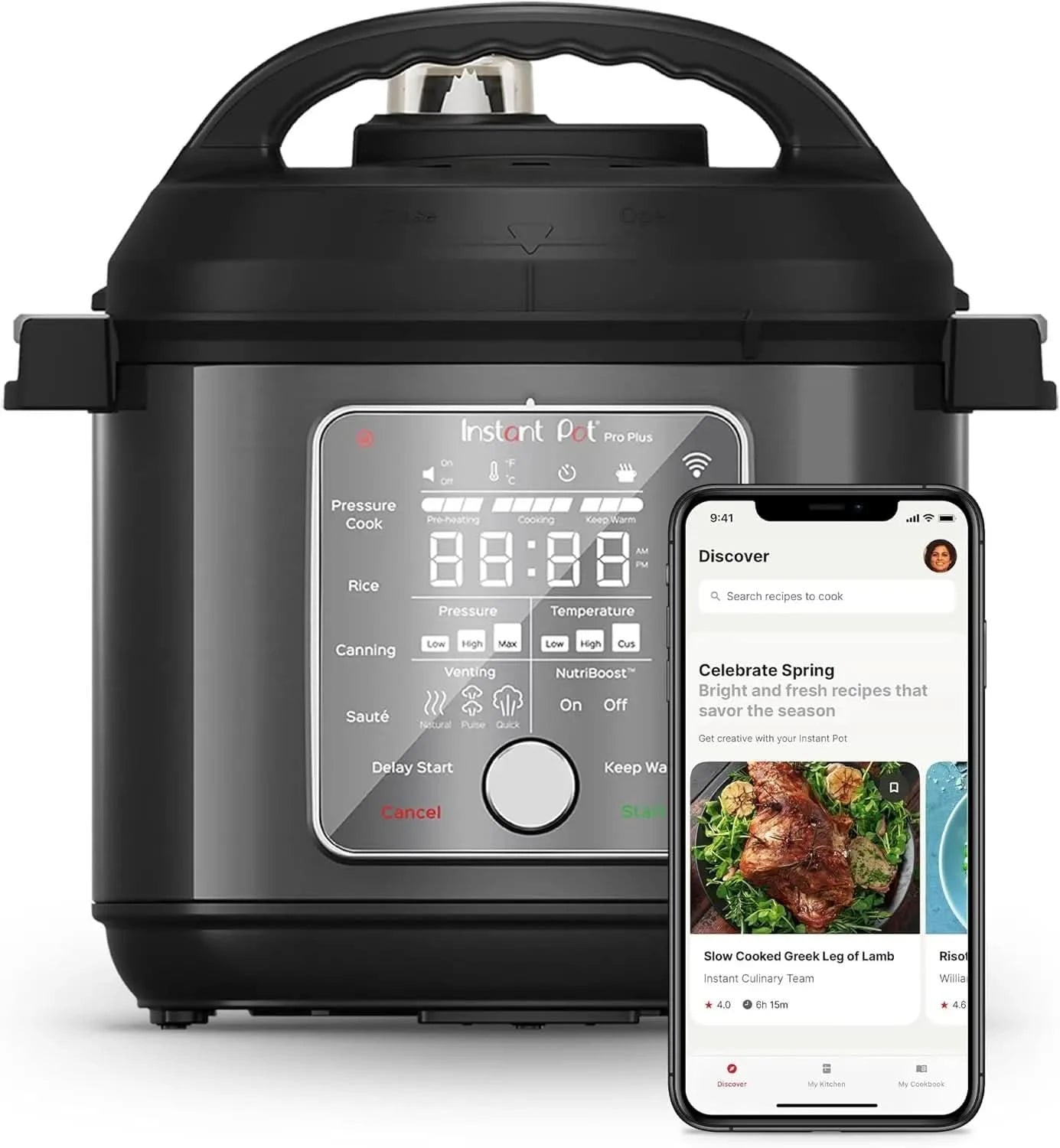 PRO Max Wi-Fi Smart 10-in-1 Pressure Cooker, Steamer, Saute, Warmer, Rice Cooker, Yogurt Maker, Sous Vide, Baker, NutriBoost - I - M & M Global