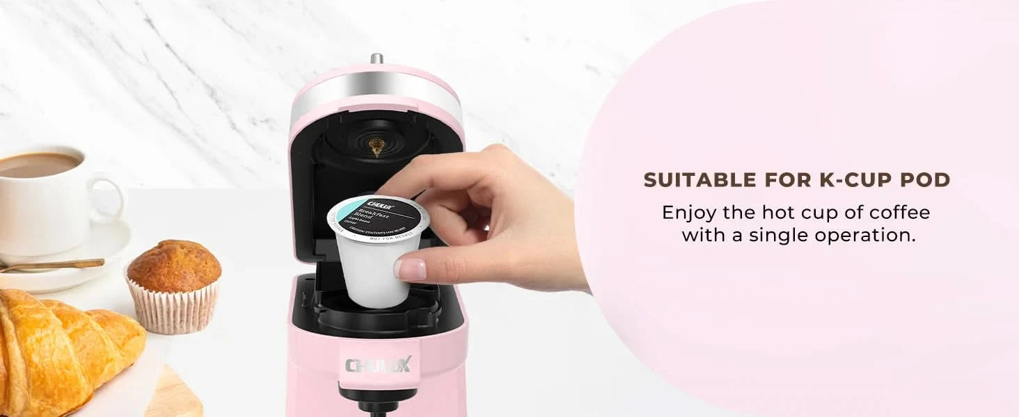 Mini Coffee Maker for K Capsule, Single Serve Coffee Maker for One Cup Americano, Lightweight Pod Coffee Machine, Dusty Rose - M & M Global
