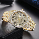 Hip Hop Iced Out Men Watch Full AAA Rhinestone Around Luxury Quartz Watches Round Clock Unisex Wrist Watch Gift For Boyfriend - M & M Global