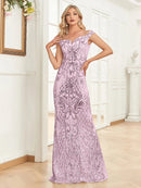 Elegant V Neck Silver Sequins Evening Dresses 2025 Women Sleeveless Party Maxi Mermaid Dress Long Luxury Prom Gown