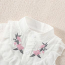 Summer New Girls' Two-Piece Set Lace Flower Embroidery Bow Two-Piece Set Loose Casual Two-Piece Shorts - M & M Global