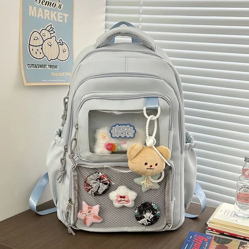 Japanese Style Kawaii Backpack Girls Transparent Ita Bag Women Large Capacity Backpack Fashion School Bag for College Student JK - M & M Global