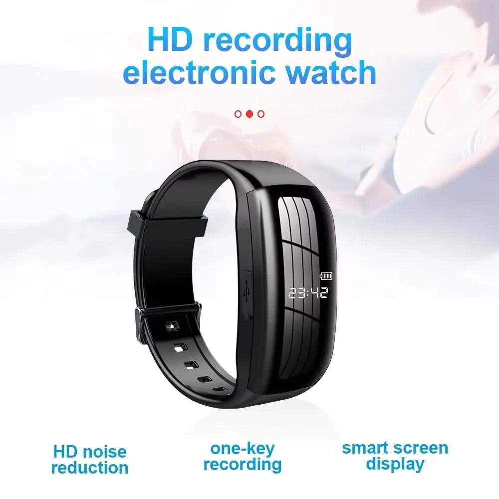 HD Mini Camera Watch 8-256GB Video Voice Recorder Bracelet USB Flash Driver Dictaphone Noise Reduce Sound Recording Wristband - M & M Global