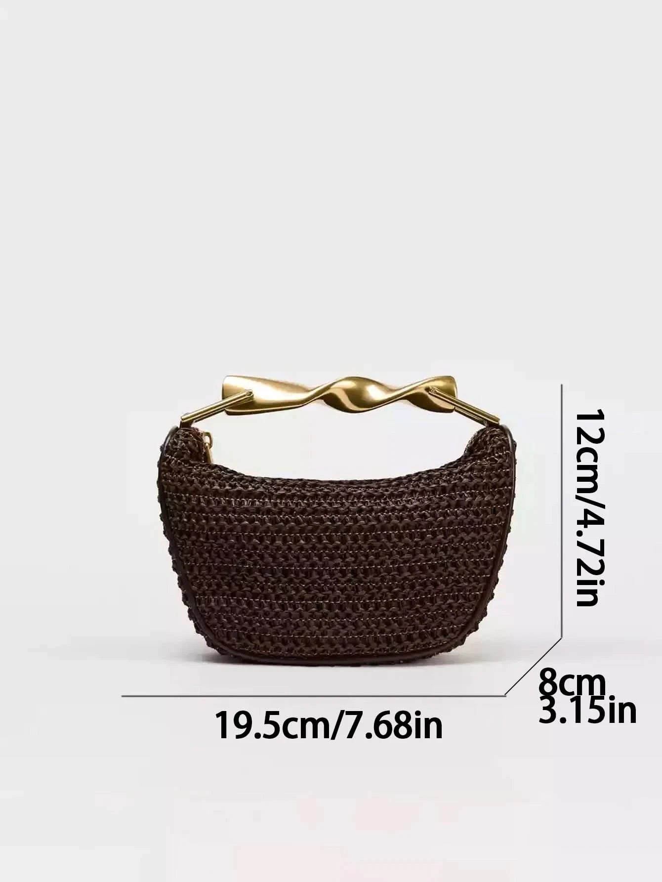Metal handle Mini Crossbody zipper Braided bag Beach braided adjustable shoulder strap - M & M Global