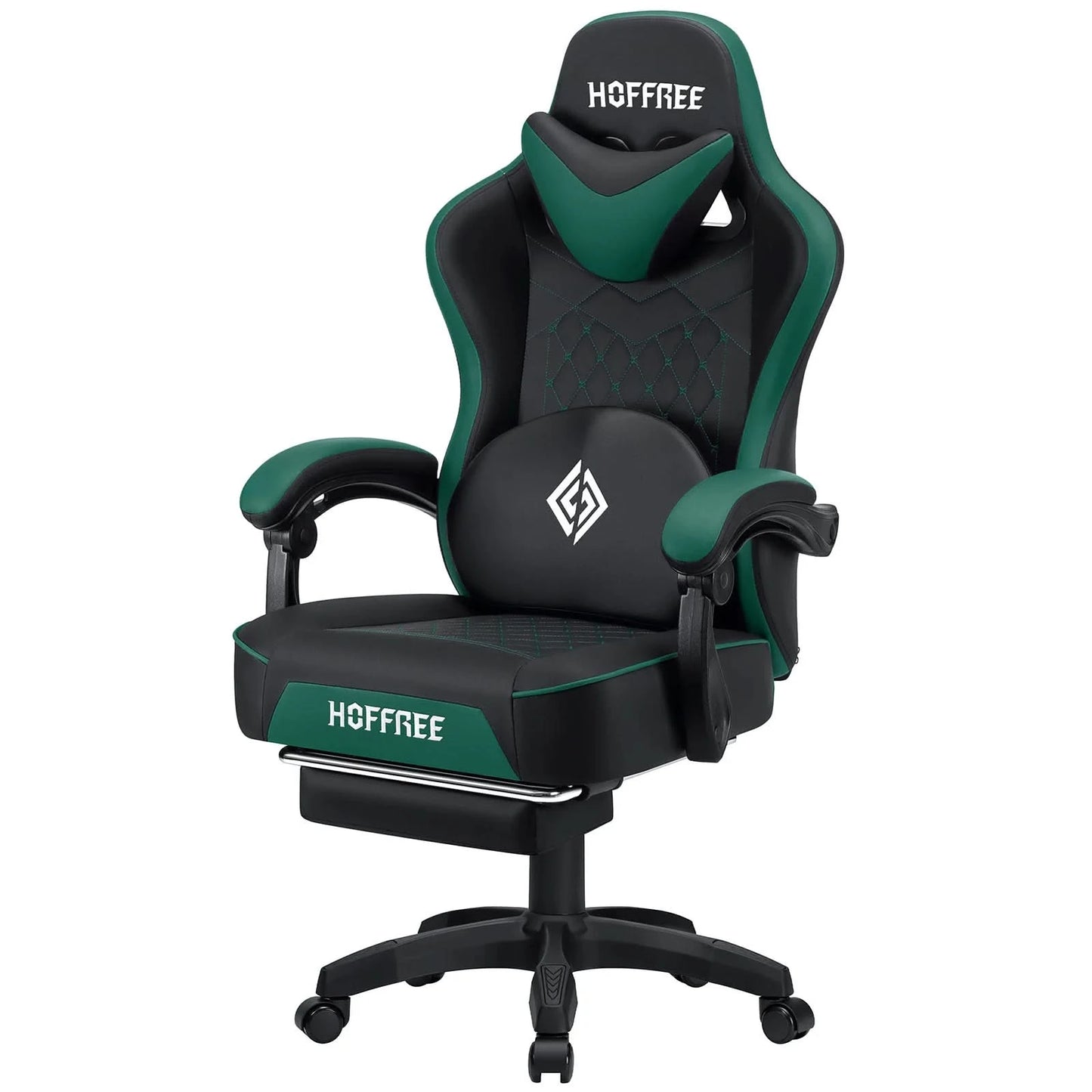 Gaming Chair with bluetooth Speakers RGB LED Lights Ergonomic Massage Video Game Chair with Footrest High Back w/ Lumbar Support