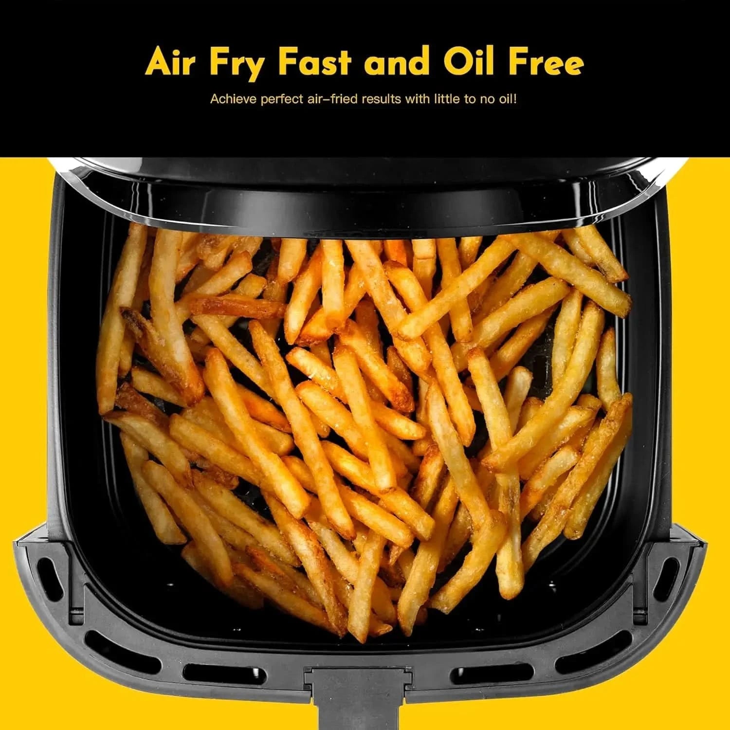 8.5QT Air Fryer, Upgraded Family Size Capacity, Visual Window, Square Basket Dials Stainless Steel Air Fryers, Reheat Leftovers, - M & M Global
