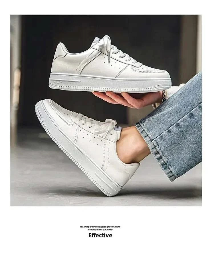 Casual Men's Sneakers Autumn 2025 New Style Winter Pure White Fiberglass Synthetic Lining Rubber Sole Unisex Leisure Shoes - M & M Global