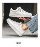 Casual Men's Sneakers Autumn 2025 New Style Winter Pure White Fiberglass Synthetic Lining Rubber Sole Unisex Leisure Shoes - M & M Global