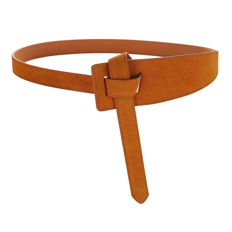 Knotted Belts for Women Belt Lady Waistband Soft Genuine Leather Suede Cowhide Waist Belt Straps Long Dress Coat Accessories - M & M Global