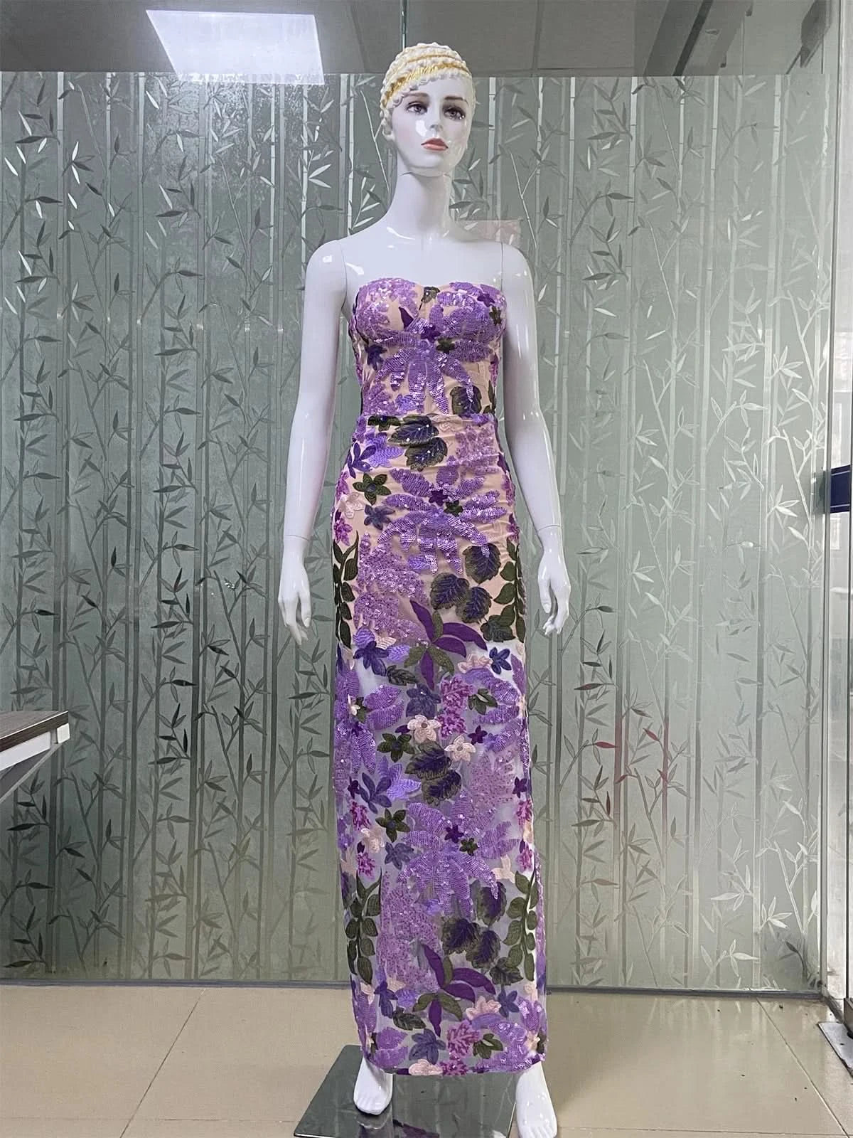 GPBD 2025 Summer New Bra Heavy Industry Sequins Split Long Dress Women's Elegant Celebrity Club Party Evening Dress Wholesa - M & M Global