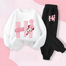 Girls' Cartoon Sweatshirt & Pants Set