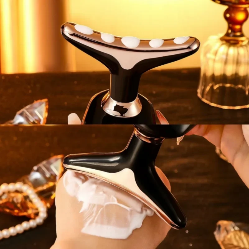 Gold Electric Facial Beauty Instrument Lifting And Firming Facial Eye Massager Household Vibration Ultrasonic Massager - M & M Global