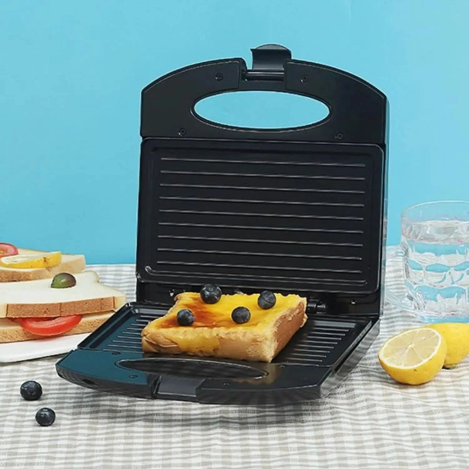 Sandwich Maker Panini Press Grill with Nonstick Plates, 800W Electric Sandwich Press Grill, Breakfast Sandwich Toaster Grilled C - M & M Global